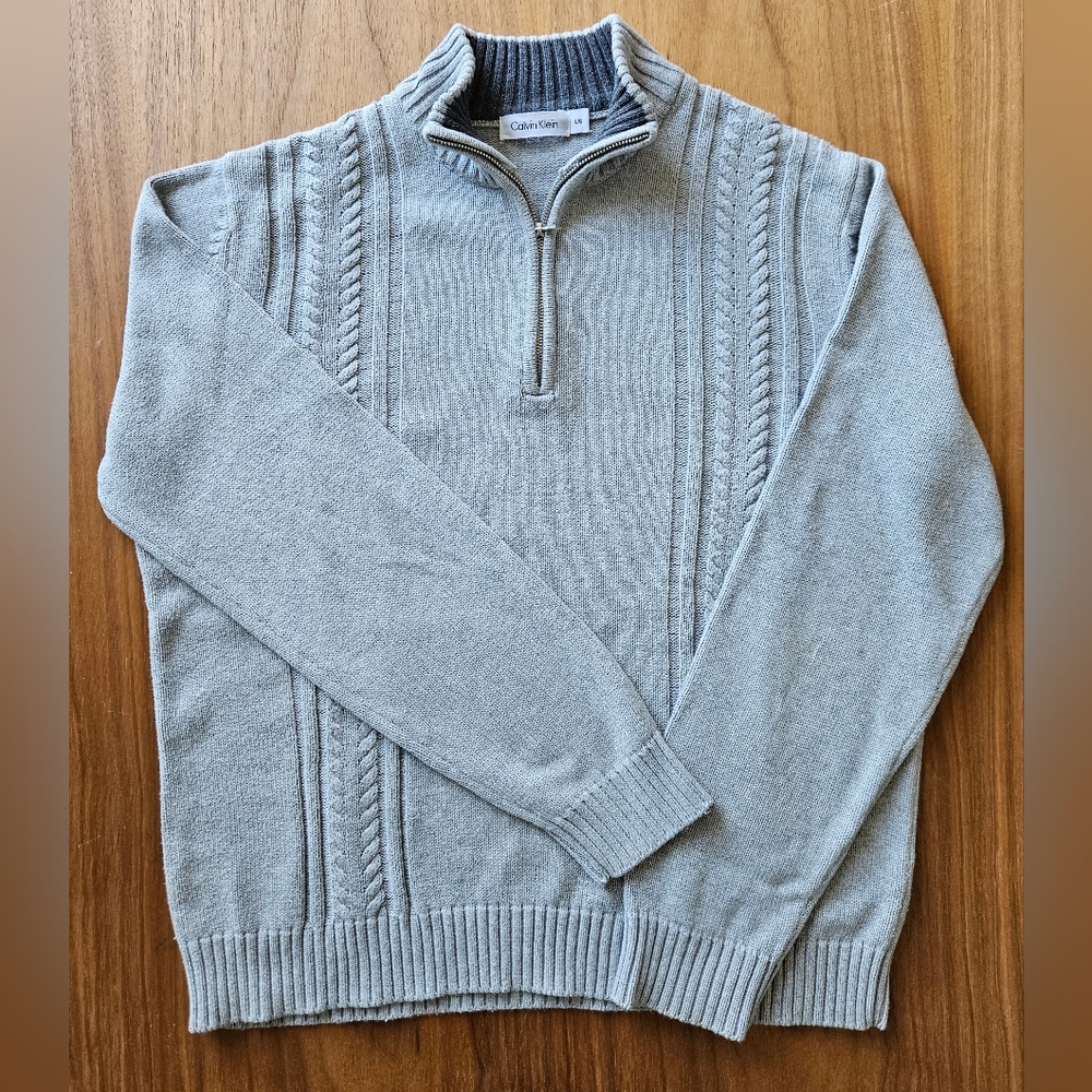 Calvin Klein half-zip knit sweater, men's LARGE, 100% cotton